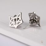 Renard en origami : collier et boucles d'oreilles argentées