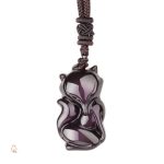 Collier Renard Totem en Obsidienne