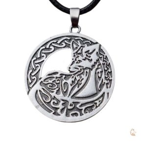 Collier Viking Renard Celtique en métal argenté