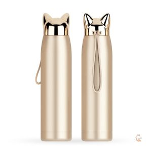 Gourde Renard Thermos en couleur or