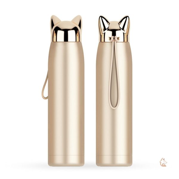 Gourde Renard Thermos en couleur or
