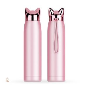 Gourde Renard Thermos Or Rose