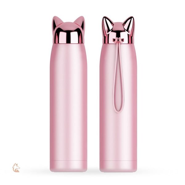 Gourde Renard Thermos Or Rose