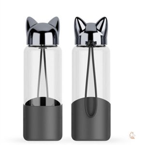 Gourde transparente noire design renard