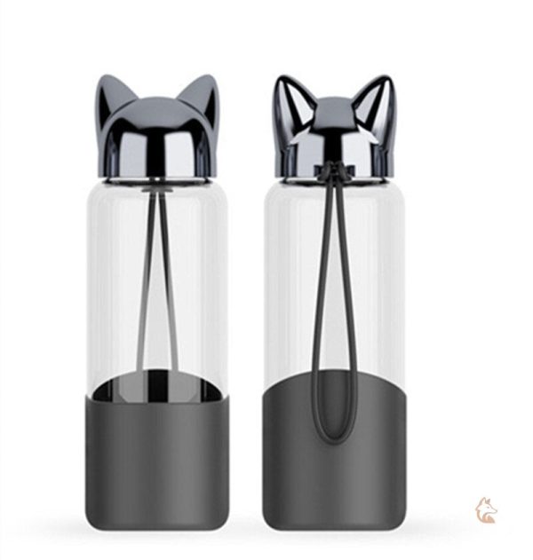 Gourde transparente noire design renard