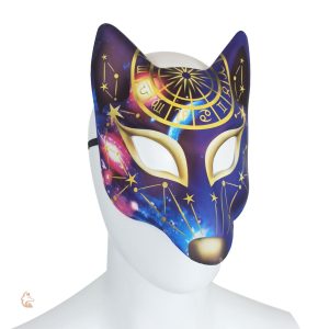 Masque Renard décoré d'astres et de galaxies
