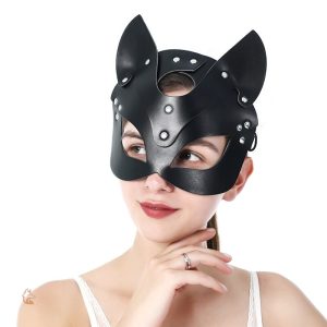 Masque Renard Cuir Noir Sexy