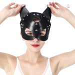 Masque sexy en cuir noir pour soirées masquées
