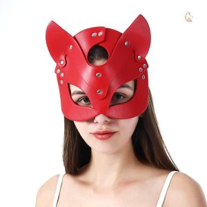 Masque Renard en cuir rouge sexy