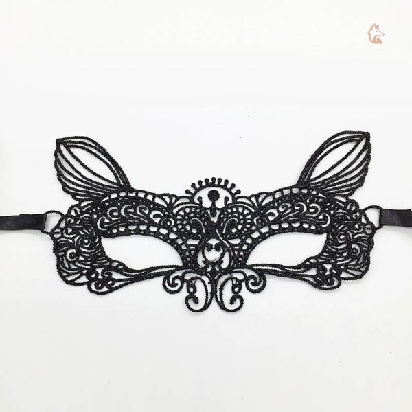 Masque noir en dentelle avec motif animalier
