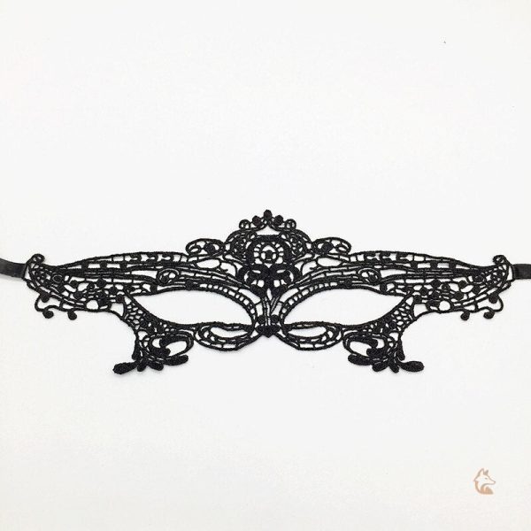 Masque dentelle noir avec design de renard