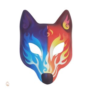 Masque Renard Glace et Feu, design unique et coloré