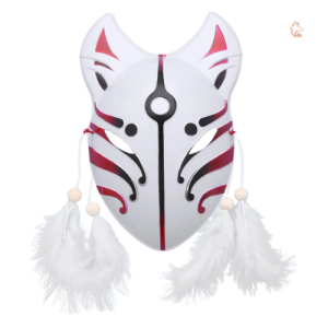 Masque Renard Kitsune en design élégant et stylisé