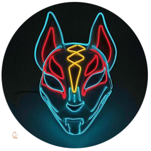 Masque Renard LED Kitsune lumineux et stylé
