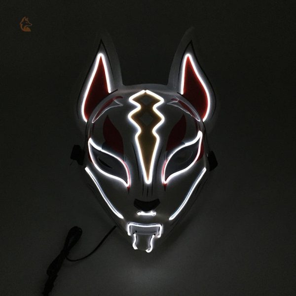 Masque Kitsune lumineux pour soirées à thème