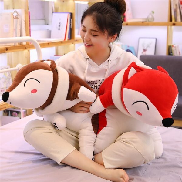 Peluche géante en forme de renard, idéale pour décorer