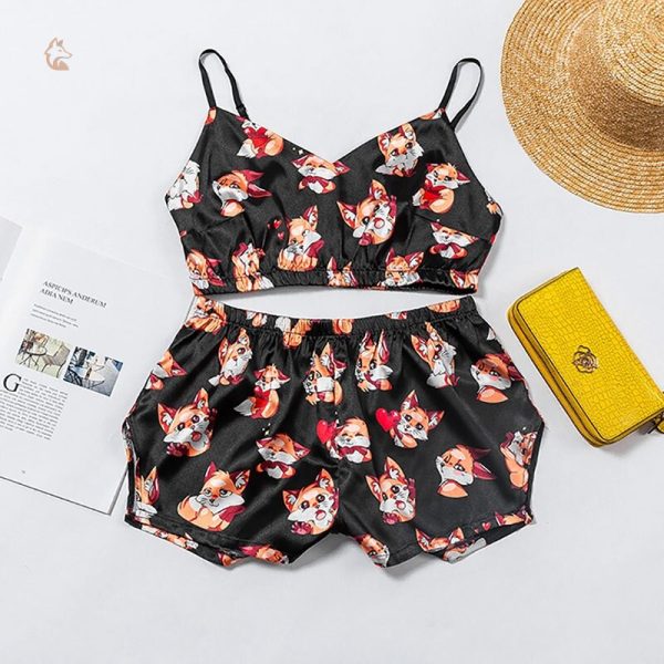 Pyjama deux pièces avec design renard pour femme