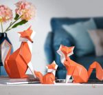 Statue décorative renard en style origami moderne