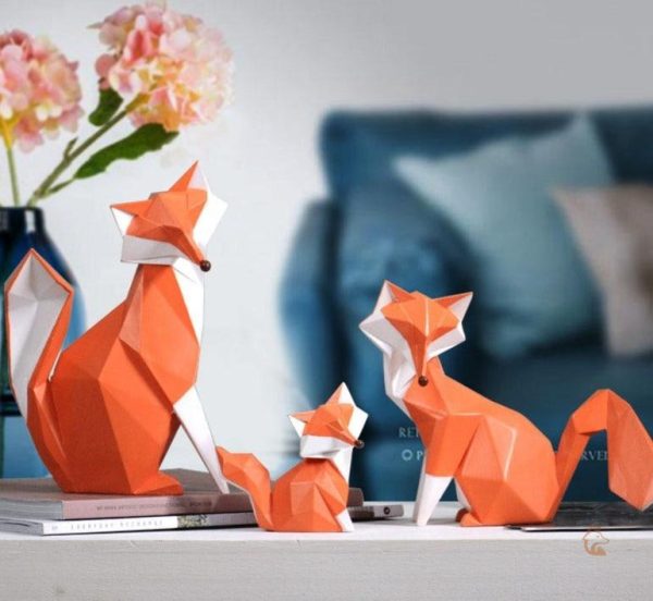 Statue décorative renard en style origami moderne