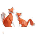Figurine de renard en origami, couleur orange vif