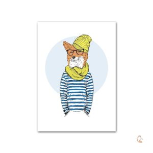 Tableau renard hipster moderne pour décoration murale