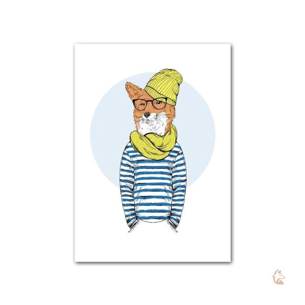 Tableau renard hipster moderne pour décoration murale