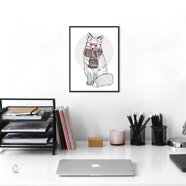 Poster esthétique de renard en ambiance hivernale