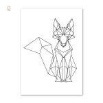 Tableau Renard Origami Géométrique en style moderne