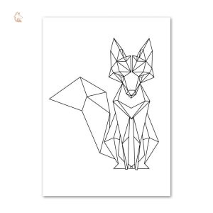 Tableau Renard Origami Géométrique en style moderne