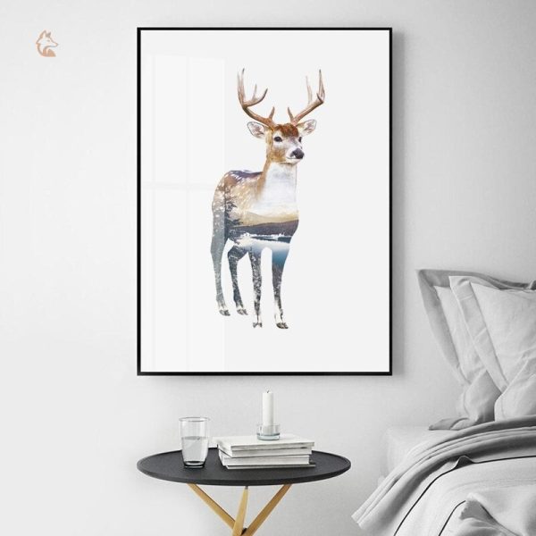 Tableau de renard stylisé avec décor naturel