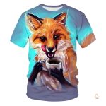 T-shirt avec motif de renard stylisé du matin