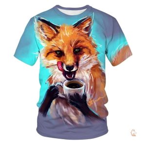 T-shirt avec motif de renard stylisé du matin