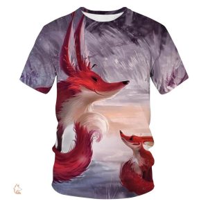 T-Shirt Renard Hivernal avec motif de famille