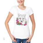 T-Shirt Femme Renard avec motifs floraux