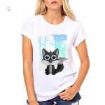 T-Shirt Kawaii Femme avec motif de renard adorable