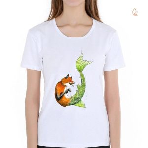 T-Shirt Renard Femme avec motif de sirène