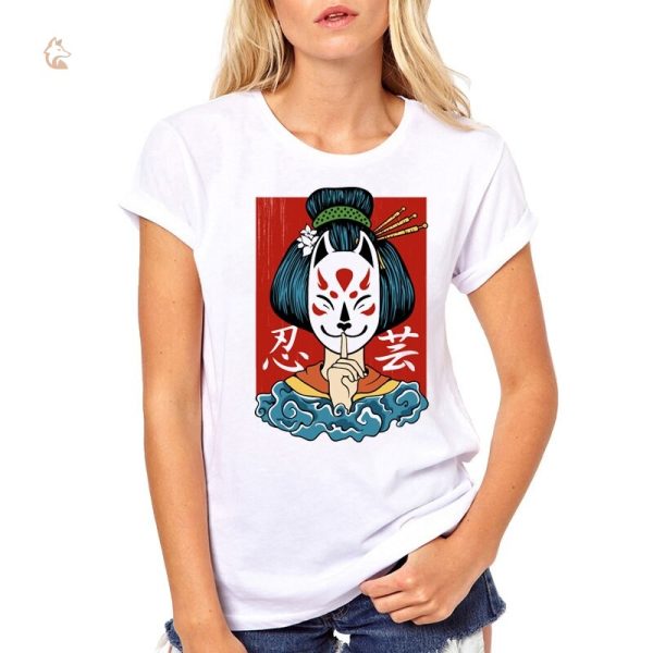 T-Shirt Renard Femme Geisha au design unique