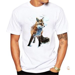T-Shirt Renard Peinture Stylisé en design artistique