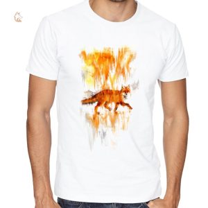 T-Shirt Renard avec motif de pluie de peinture coloré