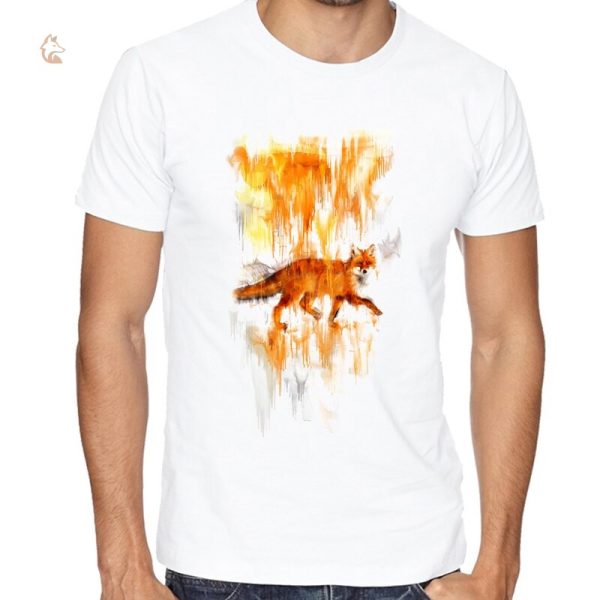 T-Shirt Renard avec motif de pluie de peinture coloré