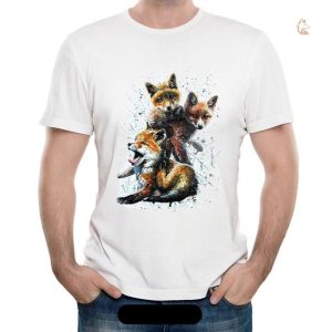 T-Shirt Renard Trio avec des renardeaux mignons