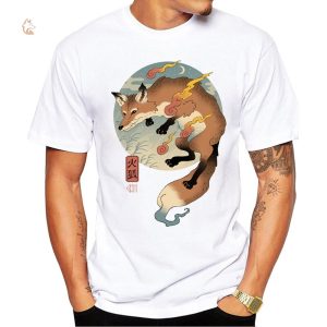 T-Shirt Renard Ukiyo-e avec design artistique inspiré du Japon