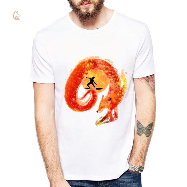 T-Shirt Renard avec design de vague de surf