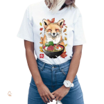 T-shirt Femme Renard avec motif ramen original