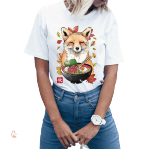 T-shirt Femme Renard avec motif ramen original